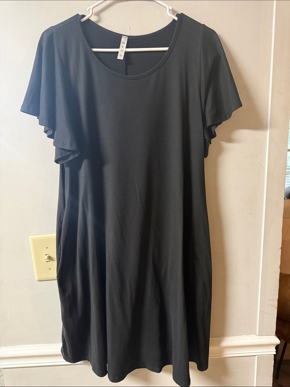 mts Black Short Flutter Sleeve Mini Dress
